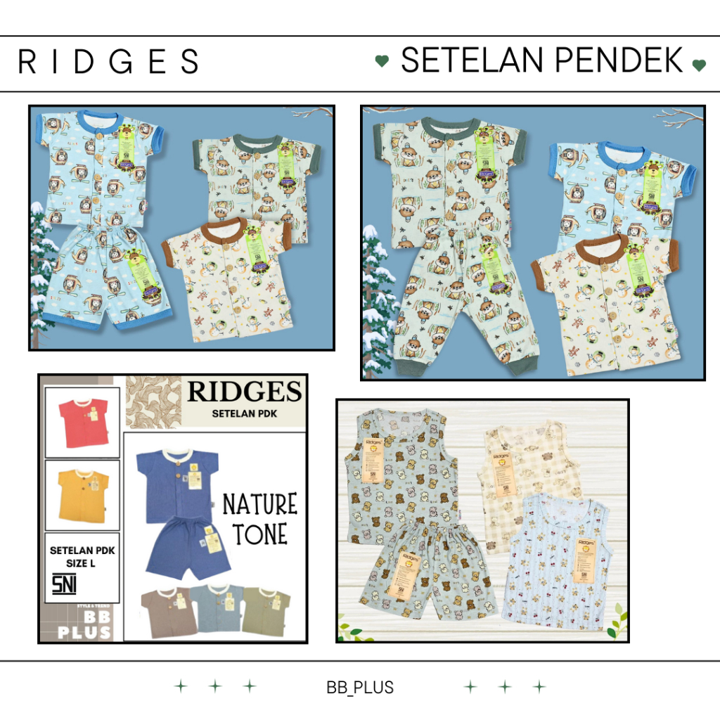 RIDGES - Setelan Baju Bayi Pendek Panjang Anak Laki-Laki Perempuan / Piyama Anak