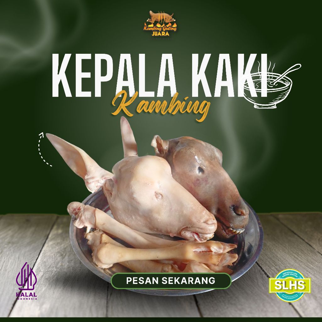 

Kepala Kaki Kambing Segar ( Kepala 1 + 4 Kaki)