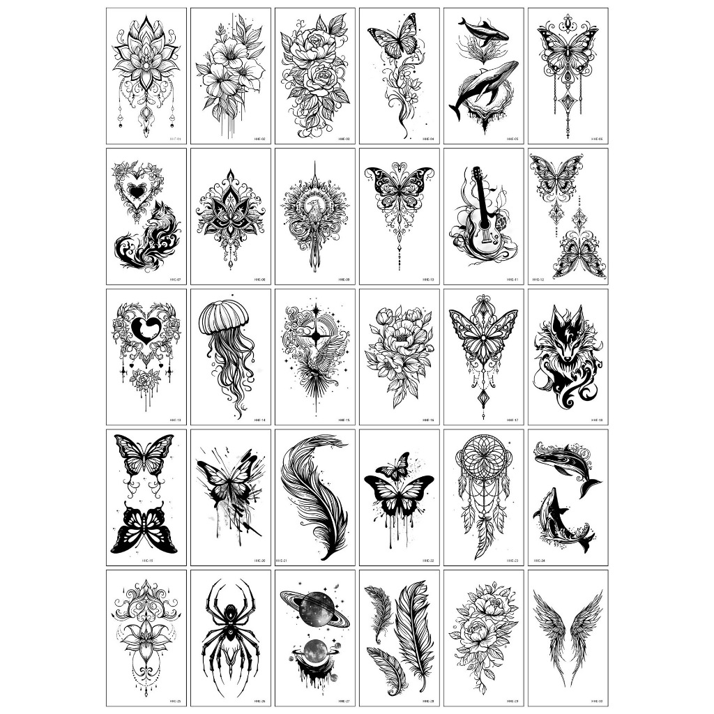 Grosir Termurah Tato Aesthetic Lucu - Tatto Temporer kecil kupu kupu bunga sayap planet bulu burung 