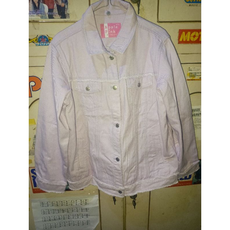 Jaket jeans second warna ungu soft / purple