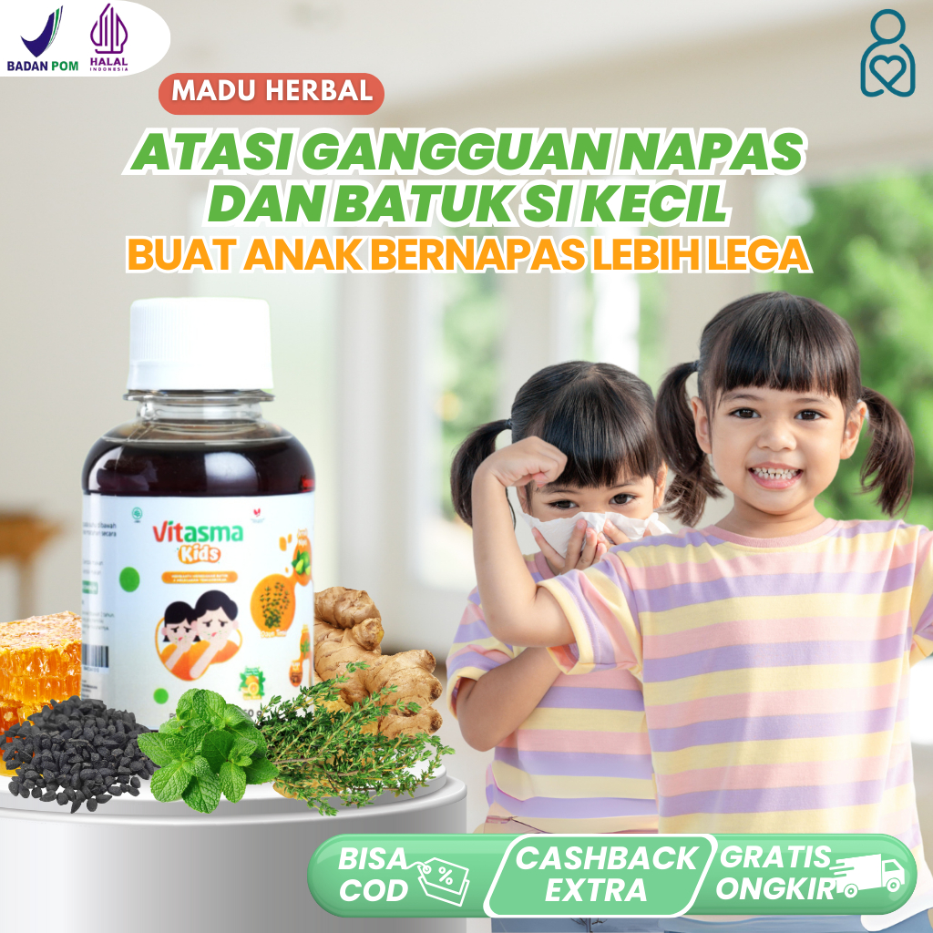 TERJAMIN VITASMA KIDS Madu Herbal Ampuh Obati Gangguan Pernapasan Anak Batuk Pilek Asma Original ANA