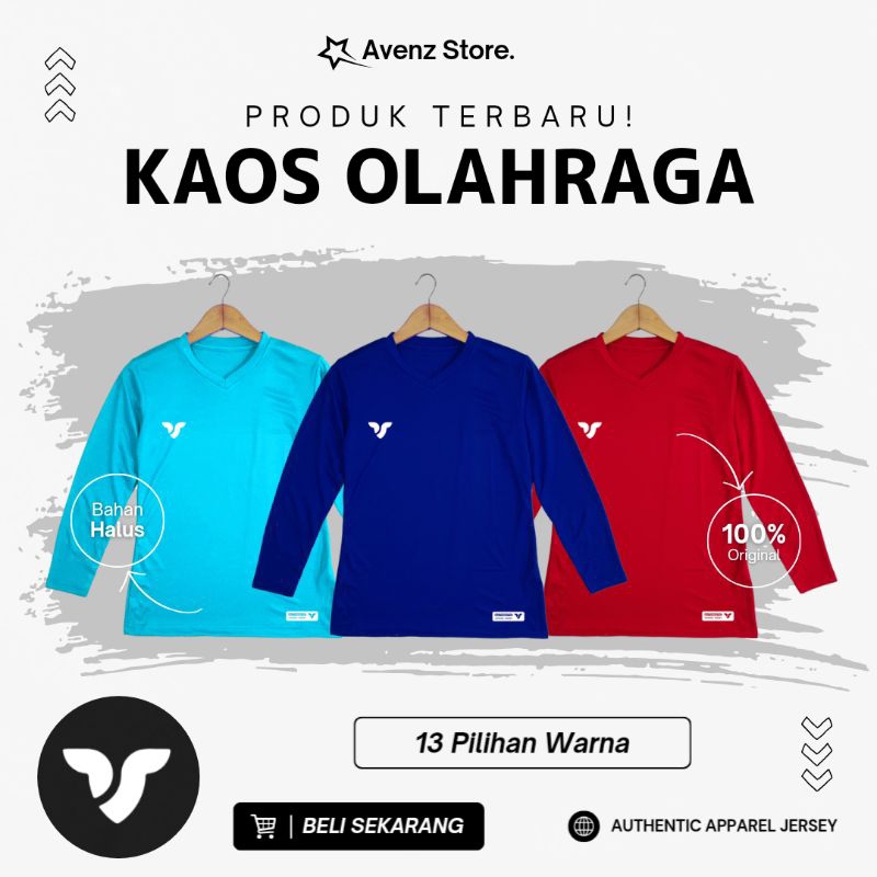 Baju Polos Olahraga Atasan Wanita Lengan Panjang Kaos Jersey Training Running Lari Badminton Senam A