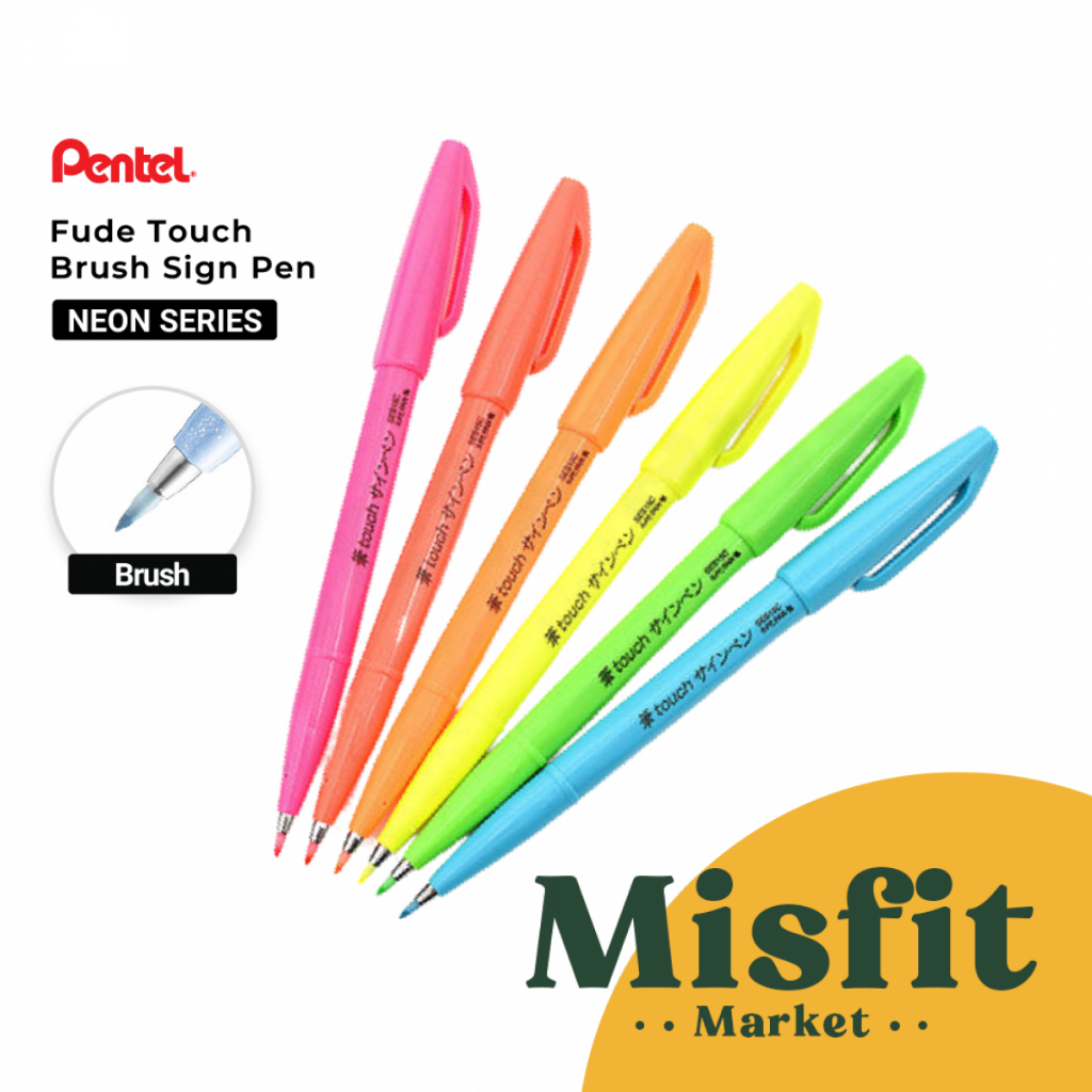 

Pentel Touch Brush Sign Pen FLUORESCENT Spidol Kaligrafi Warna