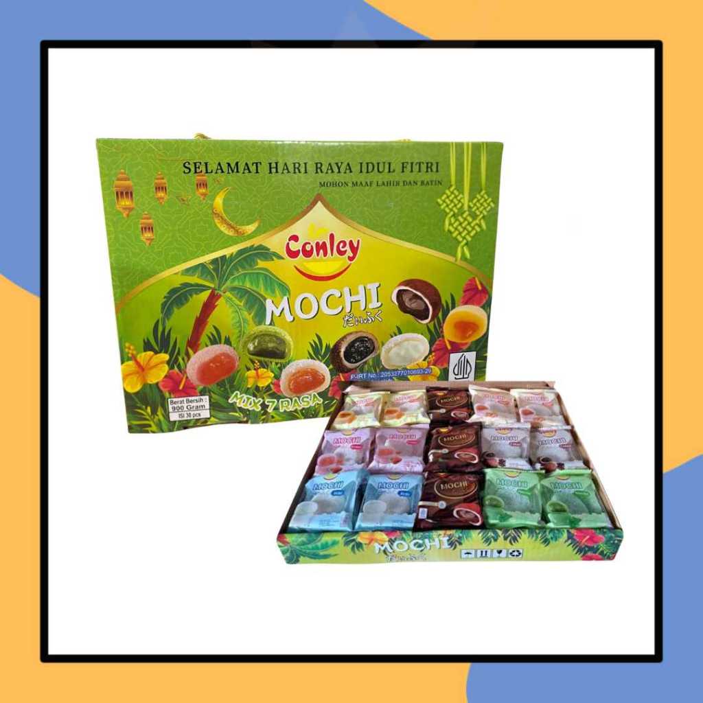 

Conley Mochi 900gr (isi 30pcs) Moci Mix 7 Rasa Isian Special Hari Raya Kemasan Box