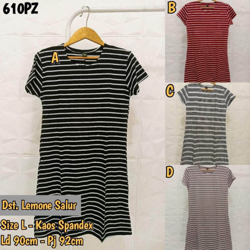 Dress Lemone Salur / Daster Wanita Casual Kaos Spandek