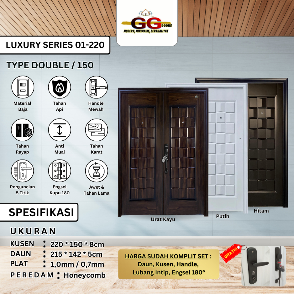 Pintu Baja GG-LUXURY Double 220x150cm