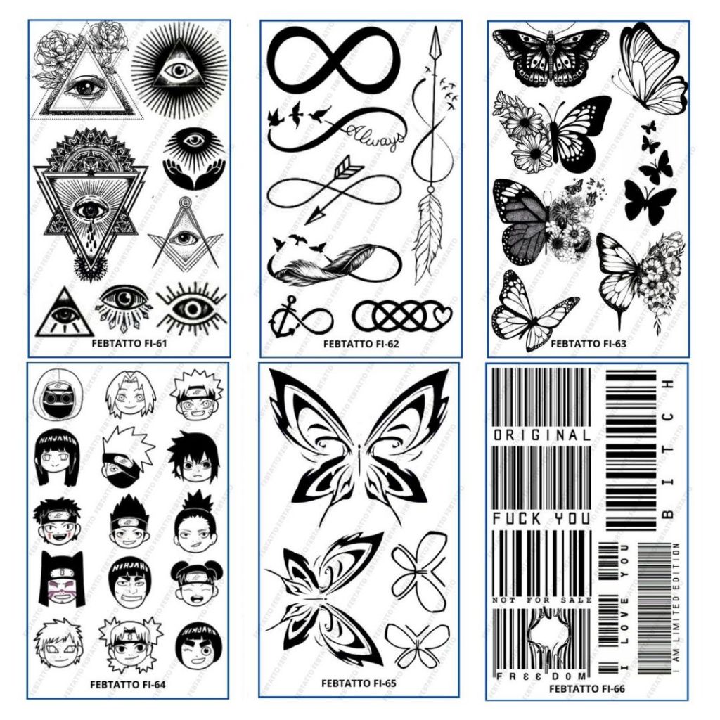 FRUIT INK Tato Temporer Mini Tahan 1 Bulan Semi Permanent butterfly iluminati naruto barcode kupu ku