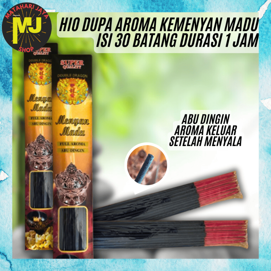 MJ Hio Dupa Aroma Menyan Madu 30 Batang / Dupa Wangi Kemenyan Madu / 1 Jam Datuk Hitam
