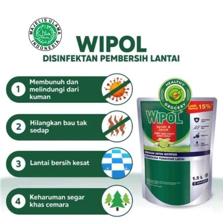 Wipol Professional Pouch Disinfektan 1.5 Liter Pembersih Lantai Sereh Dan Jeruk