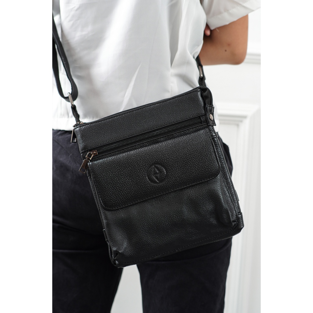 Tas Selempang Pria Sling Bag Kulit Sapi Asli Original Tidak Mengelupas Sendy Leather THIAGO