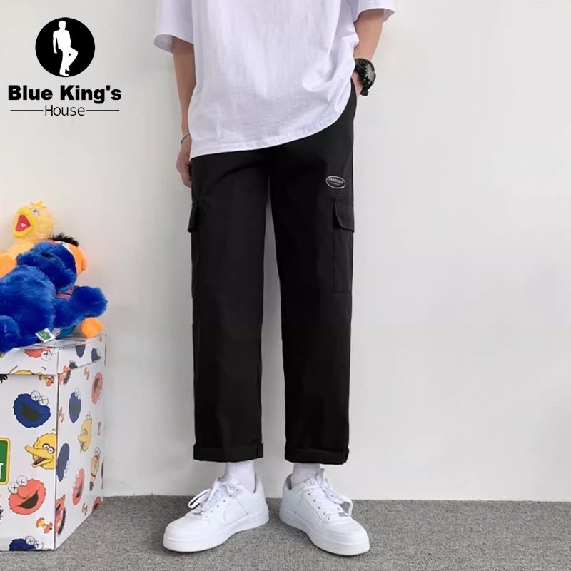Celana cargo gombrong celana panjang karet pria  hitam celana korean style pria