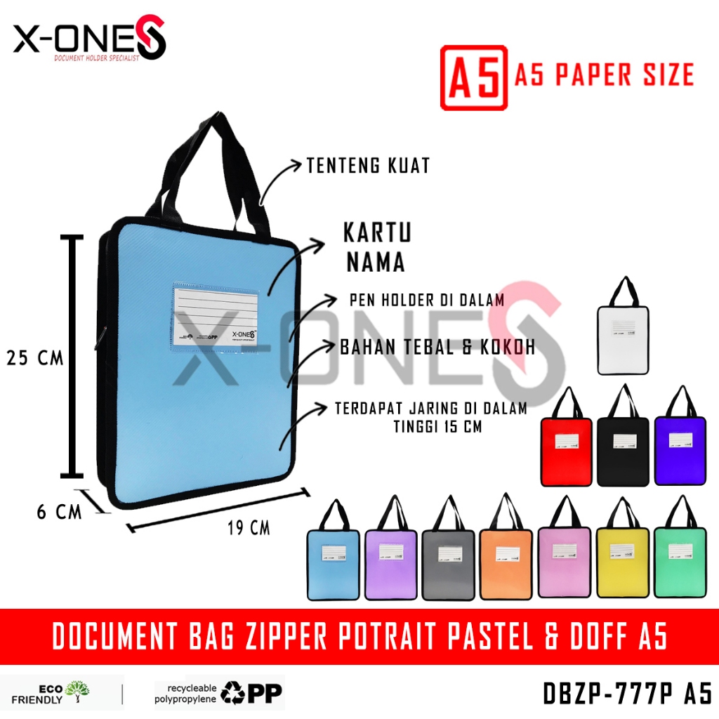 

X-ONE DOCUMENT BAG ZIPPER POPULAR PASTEL DOFF A5 POTRAIT BRIEF CASE TENTENG / DBZ-777P A5