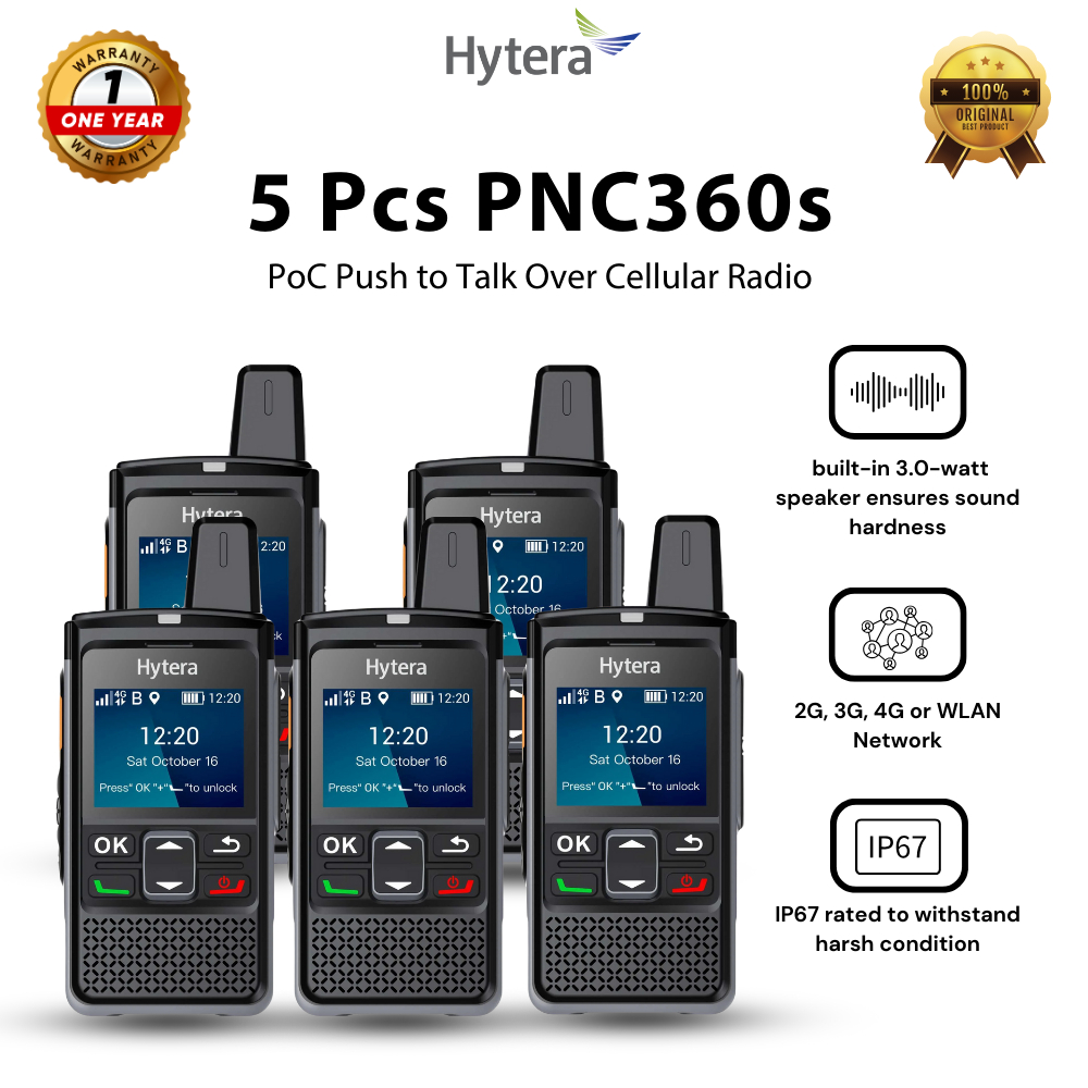 Hytera PNC360S (5pcs) POC Radio Siap Pakai Include Akun Hytalk & Simcard 1 Tahun IP67 2G 3G 4G Wi-Fi