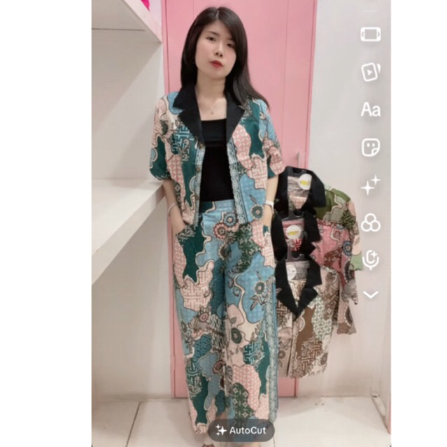 Setelan celana kulot batik