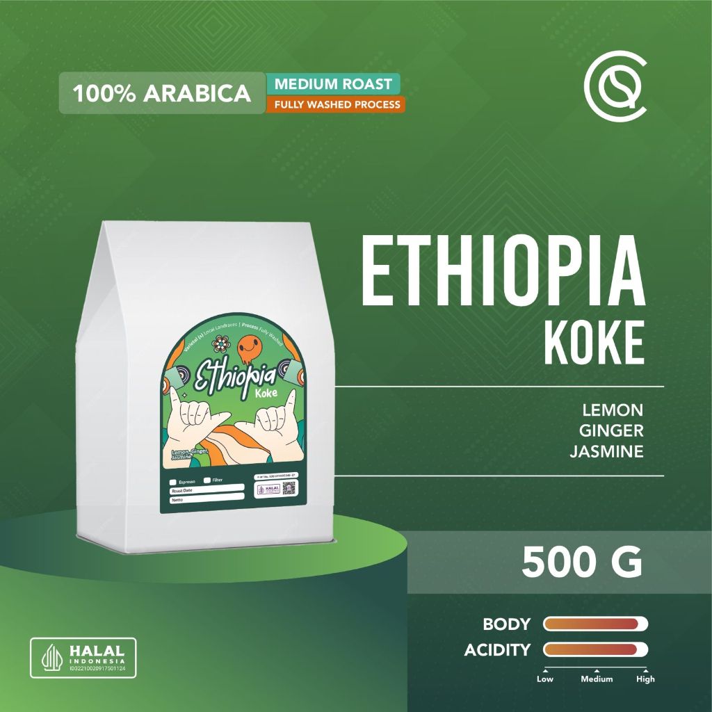 

COFFEEHQ ETHIOPIA Yirgacheffe Koke Shalaye Grade 1 500gr