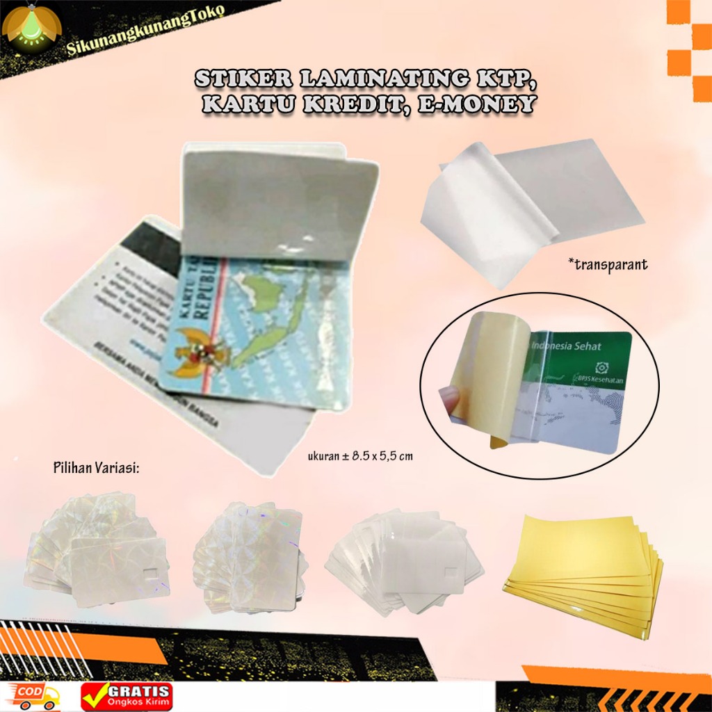 

(SKN) Stiker Anti Gores Laminating KTP SIM Kartu Kredit Credit Card ATM Lem Praktis Bisa pasang sendiri