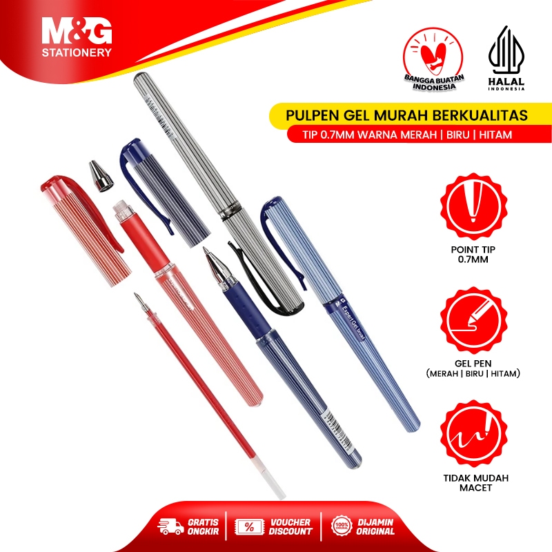 

M&G Pulpen Gel Desain Classic Warna Merah Biru Hitam 1.0mm Barrel Tinta Halus Berkualitas Hasil Tulisan Tajam Anti Luntur Ideal Kantor & Sekolah