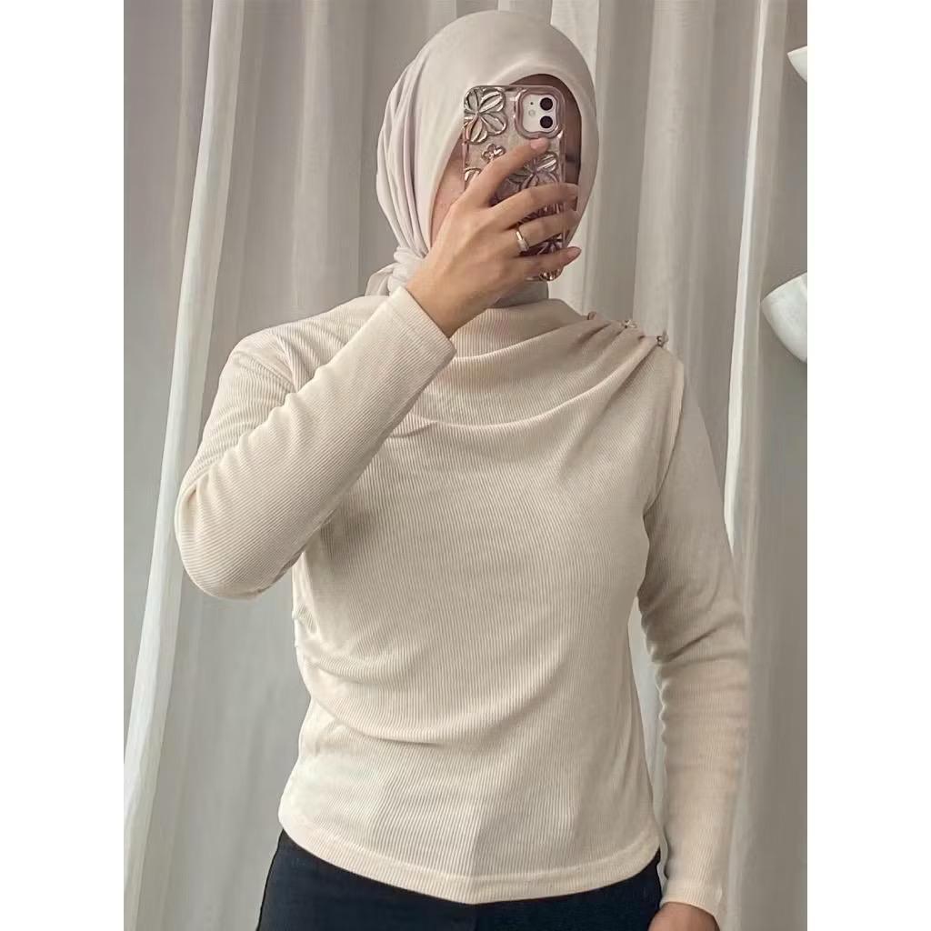 APRIL BLOUSE SABRINA RIB KNIT TOP SHOULDER // ATASAN BLOUSE WANITA // BLOUSE POLOS // ATASAN WANITA 