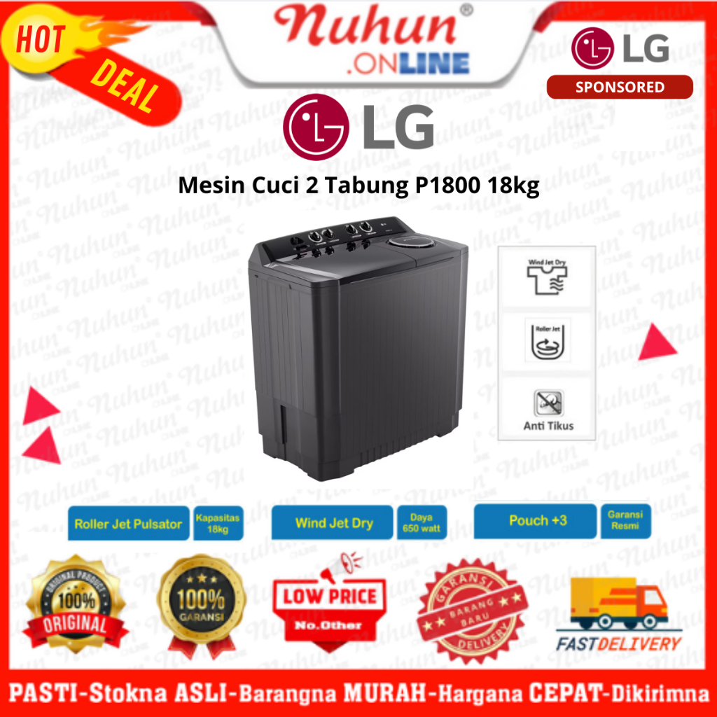 Mesin Cuci 2 Tabung LG P1800 18kg