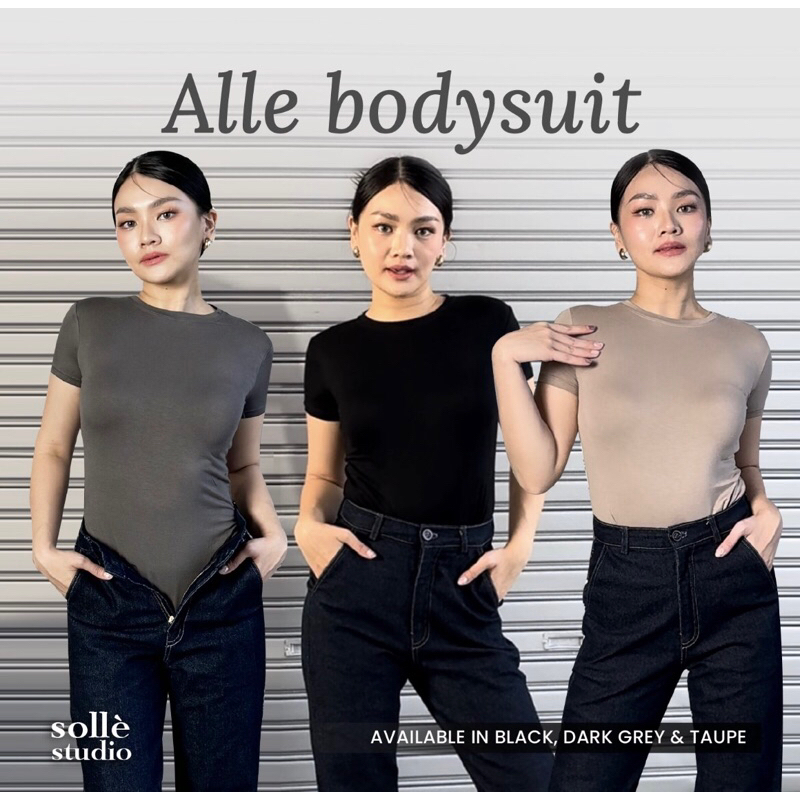 BUNDLE 3 WARNA Alle bodysuit | bodysuit wanita | kaos hitam wanita | bodysuit