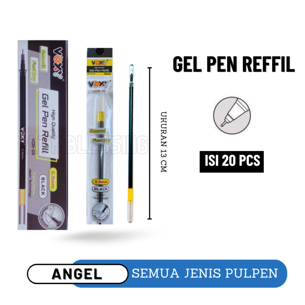 

20 pcs Refill Refil Isi Ulang Pena Pen Pulpen / Isi Ulang Tinta Refill / Gelpen Refill Hitam 0.5 mm Isi 20pcs / Cod / Atk Blessing