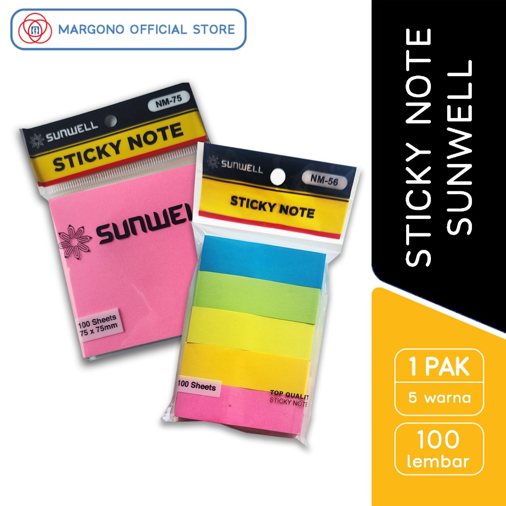 

Sunwell Sticky Note Pembatas Buku 5 Warna Penanda NM-75 / NM-55 / NM-56