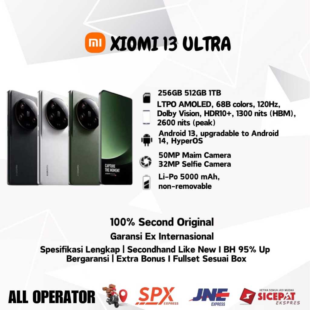 ［Sinyal Permanen］Xiaomi 13 Ultra Second Original 5G Dual Sim Xiaomi 13 Bekas 16+1TB Like New