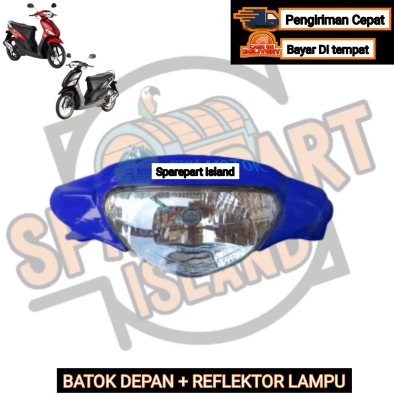 COVER BATOK KEPALA DEPAN + REFLEKTOR LAMPU MIO SPORTY BIRU TUA - BATOK PLUS REFLEKTOR MIO SPORTY BIR