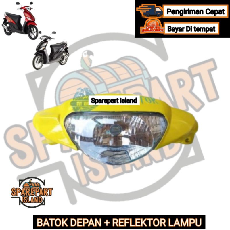COVER BATOK KEPALA + REFLEKTOR LAMPU DEPAN MIO SPORTY WARNA KUNING - BATOK PLUS LAMPU DEPAN MIO SPOR
