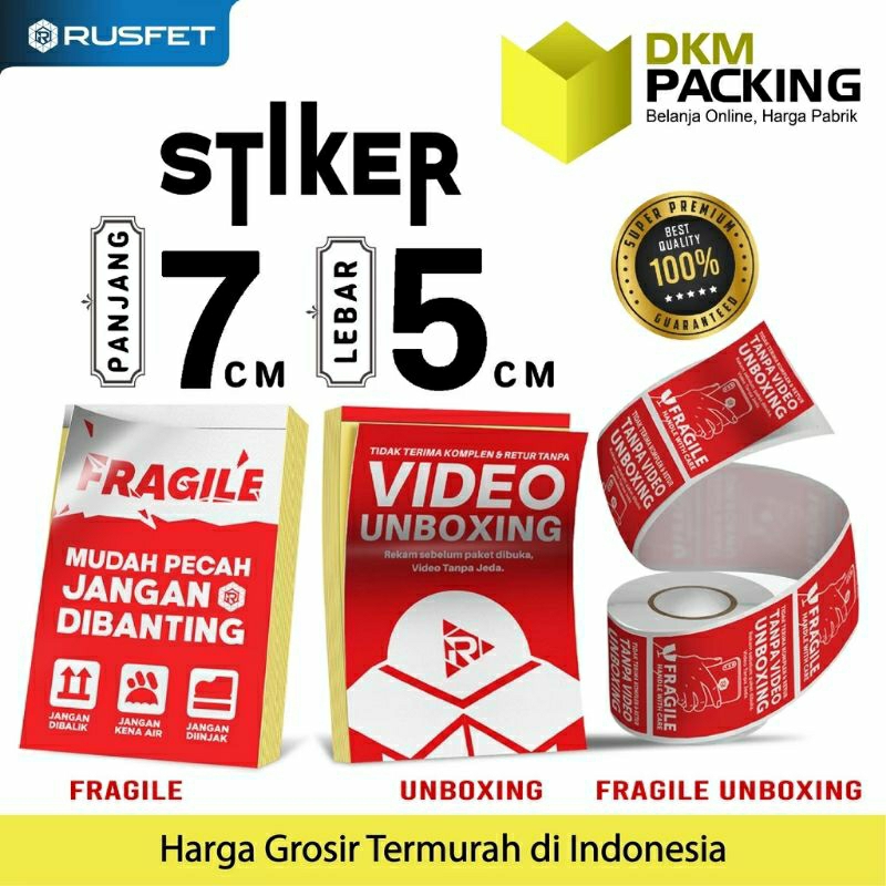 

( Harga 1 Lembar) Sticker Fragile Unboxing HANDLE WITH CARE RUSFET | Stiker Wajib Video Unboxing