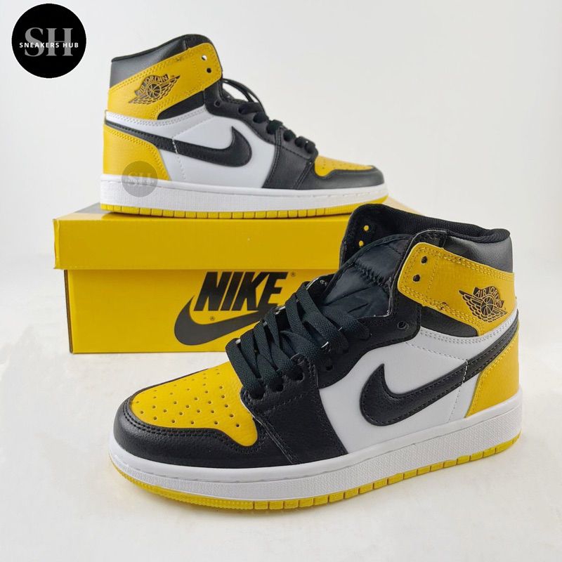 Sepatu Air Jordan 1 High Yellow Preschool Taxi SEPATU UNISEX Free kaos kaki