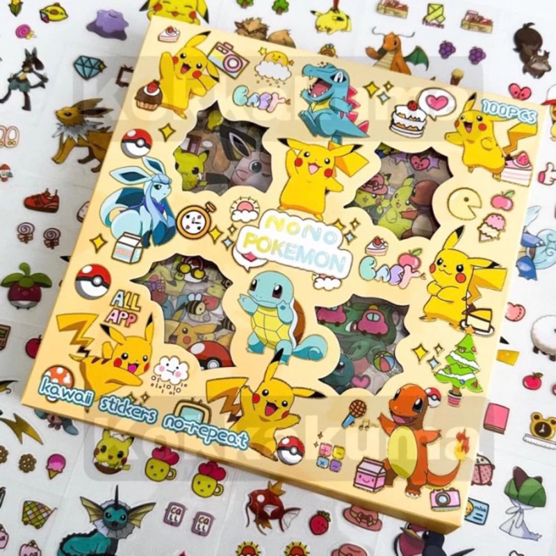 Ready Instan - Stiker Aesthetic Nono Pokemon 100 lembar for Journal Jurnal Souvenir Ultah Anak