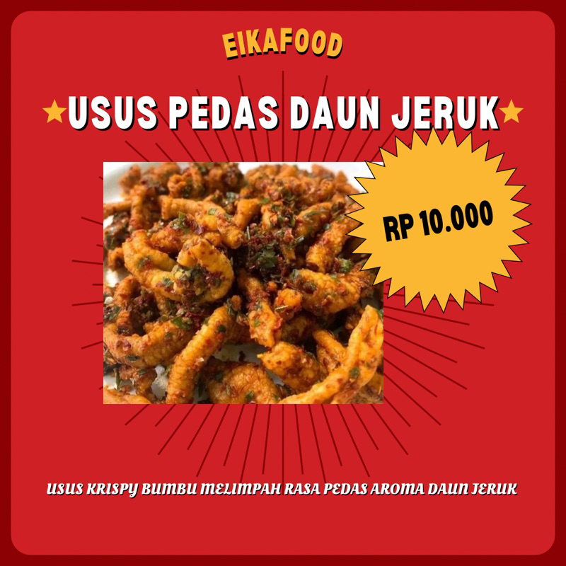 

USUS KRISPY BUMBU MELIMPAH RASA PEDAS AROMA DAUN JERUK