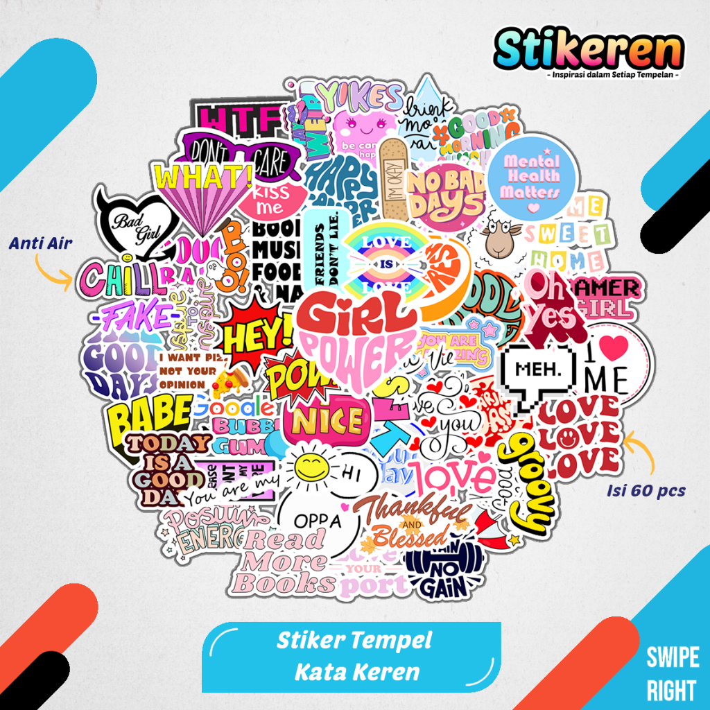 

Stiker Kata Keren Aesthetic Anime Kartun Film Paper Vinyl Dekorasi Laptop Koper Tumbler Kulkas DIY