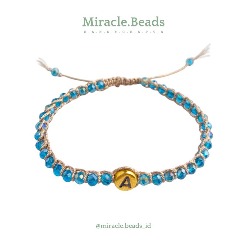 Miracle.Beads - Gelang Personality - Inisial - Biru Tua