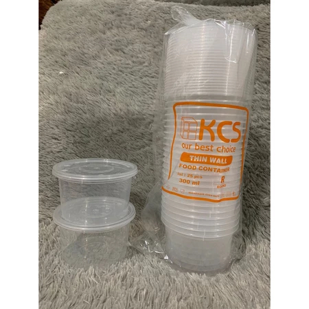 Thinwall datar 300ML (25) KCS Mangkok Plastik Cup Pudding Slime Wadah Makanan Tempat Makan Salad Bua