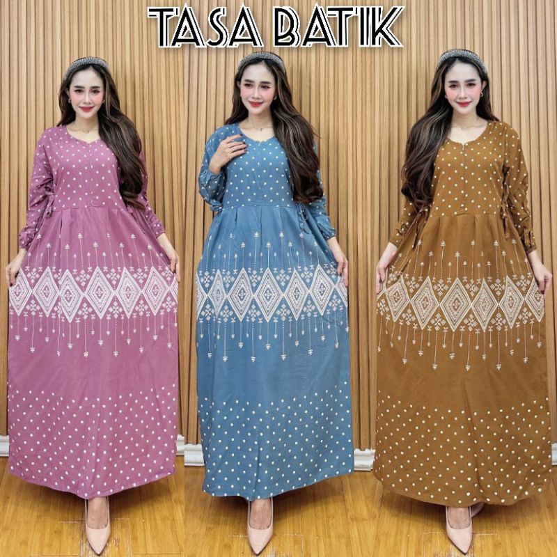 Baju Wanita Kekinian Model Daster Longdres Chibi Motif Polkadot Busui Risleting Depan Model Terbaru 