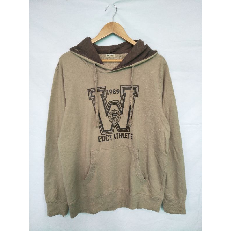 jaket hoodie edwin coklat big size second original