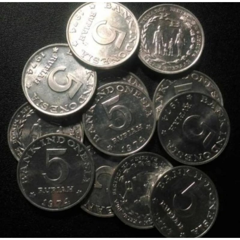 Uang Kuno 5 Rupiah Kb besar Tahun 1974