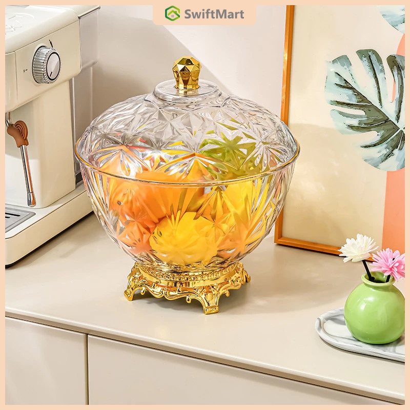 Tudung Saji Bulat Penutup Makanan Transparan / Wadah Mangkok Makanan Mewah Piring Buah Ruang Tamu