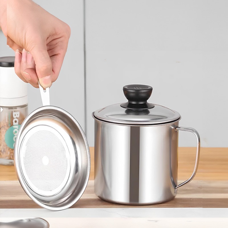Tempat Saringan Oil Pot Minyak Bekas Gorengan/ Wadah Penyaring Minyak Stainless Steel 1.2 Liter