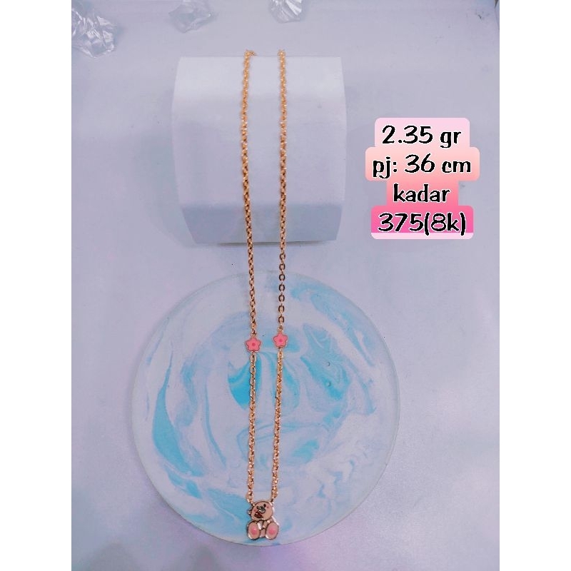 kalung emas (anak) model rantai norri plus liontin boneka.mas kadar375(8k)