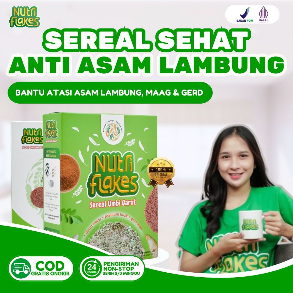 

Nutriflakes Original Sereal Umbi Garut Atasi Asam Lambung dan Masalah Pencernaan