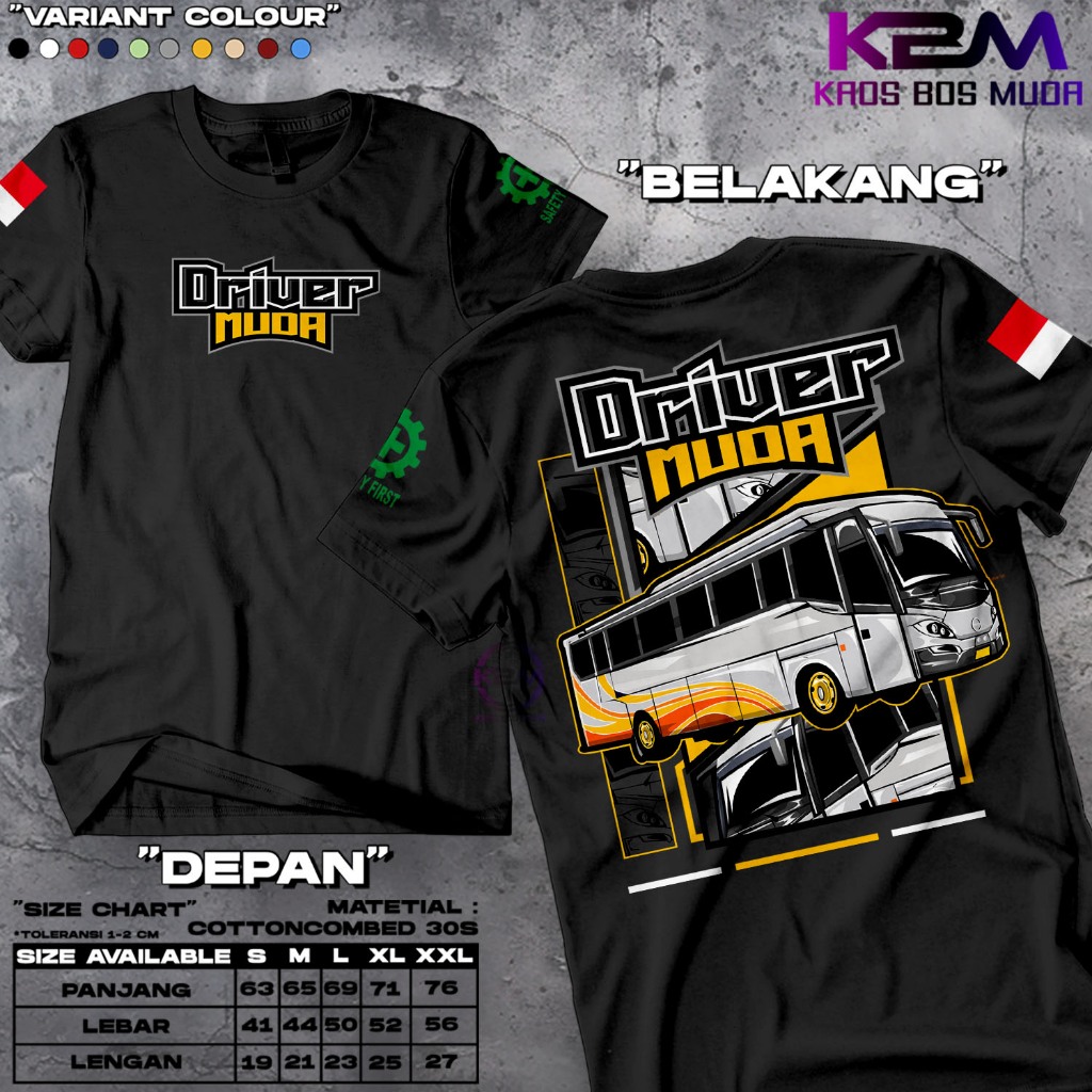KAOS MOTIF BUS DRIVER MUDA - KAOS KOMUNITAS BUS INDONESIA - KAOS KEREN - KAOS DRIVER - KAOS PRIA TEB