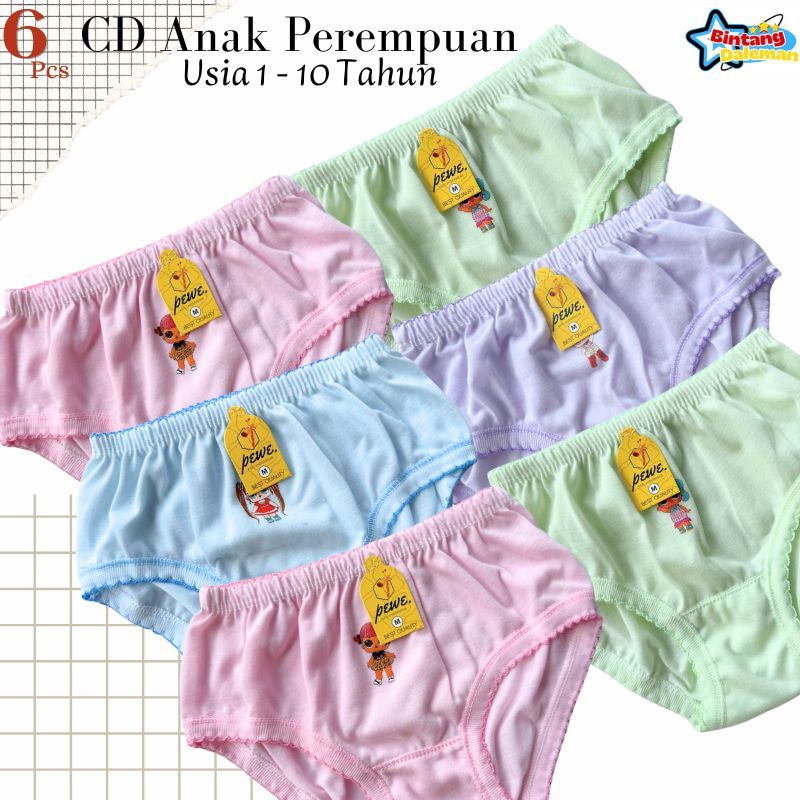 Celana Dalam Anak Perempuan polos Tebal | Sempak Anak Cewek warna warni / Cd Anak Cewek Bahan Katun 