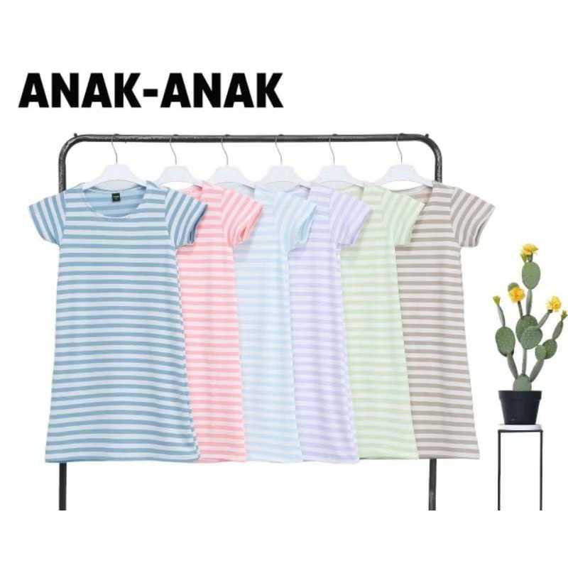 LEMONE DRESS BASIC CASUAL GARIS|/DASTER LENGAN PENDEK BABYTERRY /DASTER LEMONE SALUR-1248