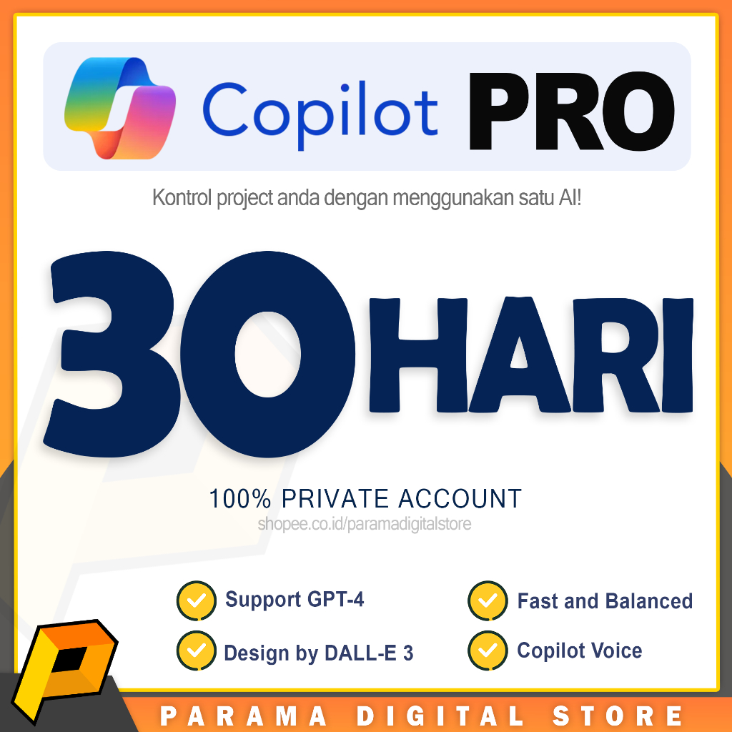 Microsoft Copilot Pro (CHATGPT4 TURBO) | PRIVATE 30 HARI | BERGARANSI