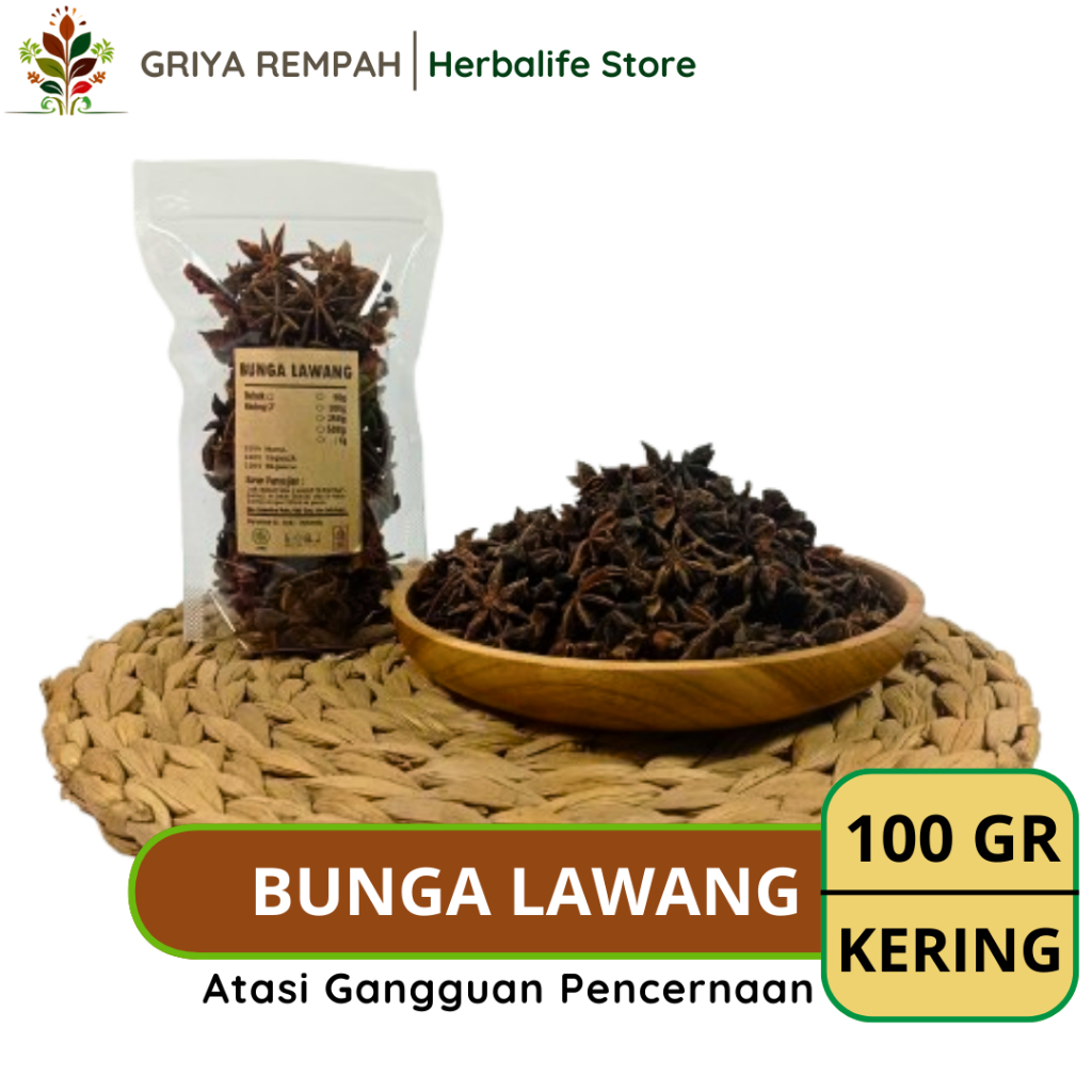 

BUNGA LAWANG KERING 100 GRAM Kempang Pekak Ramuan Rempah Herbal Aromatik Jamu Tradisional untuk Masakan dan Kesehatan Simplisia Illicium verum