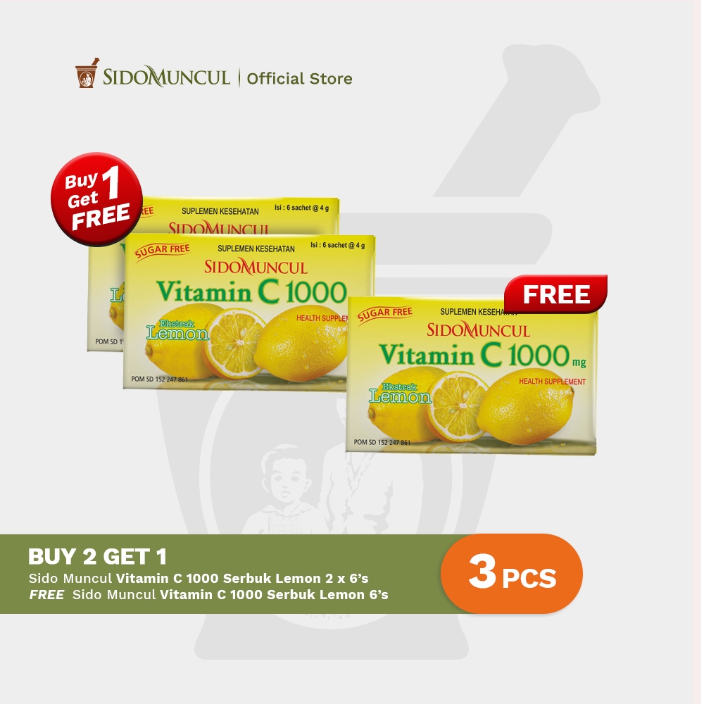 

[Beli 3 Lebih Hemat] Vitamin C 1000 Serbuk Lemon 3 x 6 Sachet Jaga Daya Tahan Tubuh