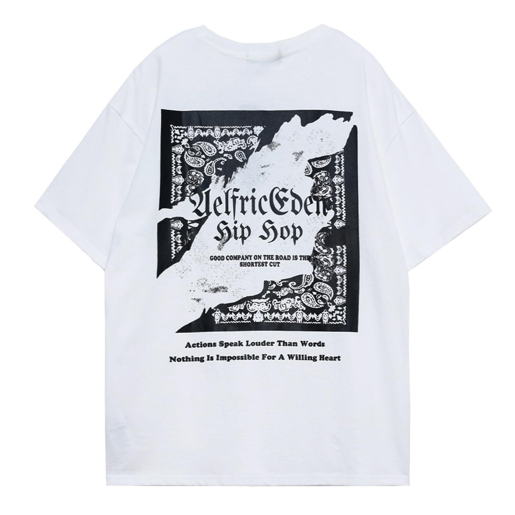 Aelfric Eden Pria Grafis T Shirt Besar Unisex Vintage Cetak T-Shirt Kasual Trendi Musim Panas